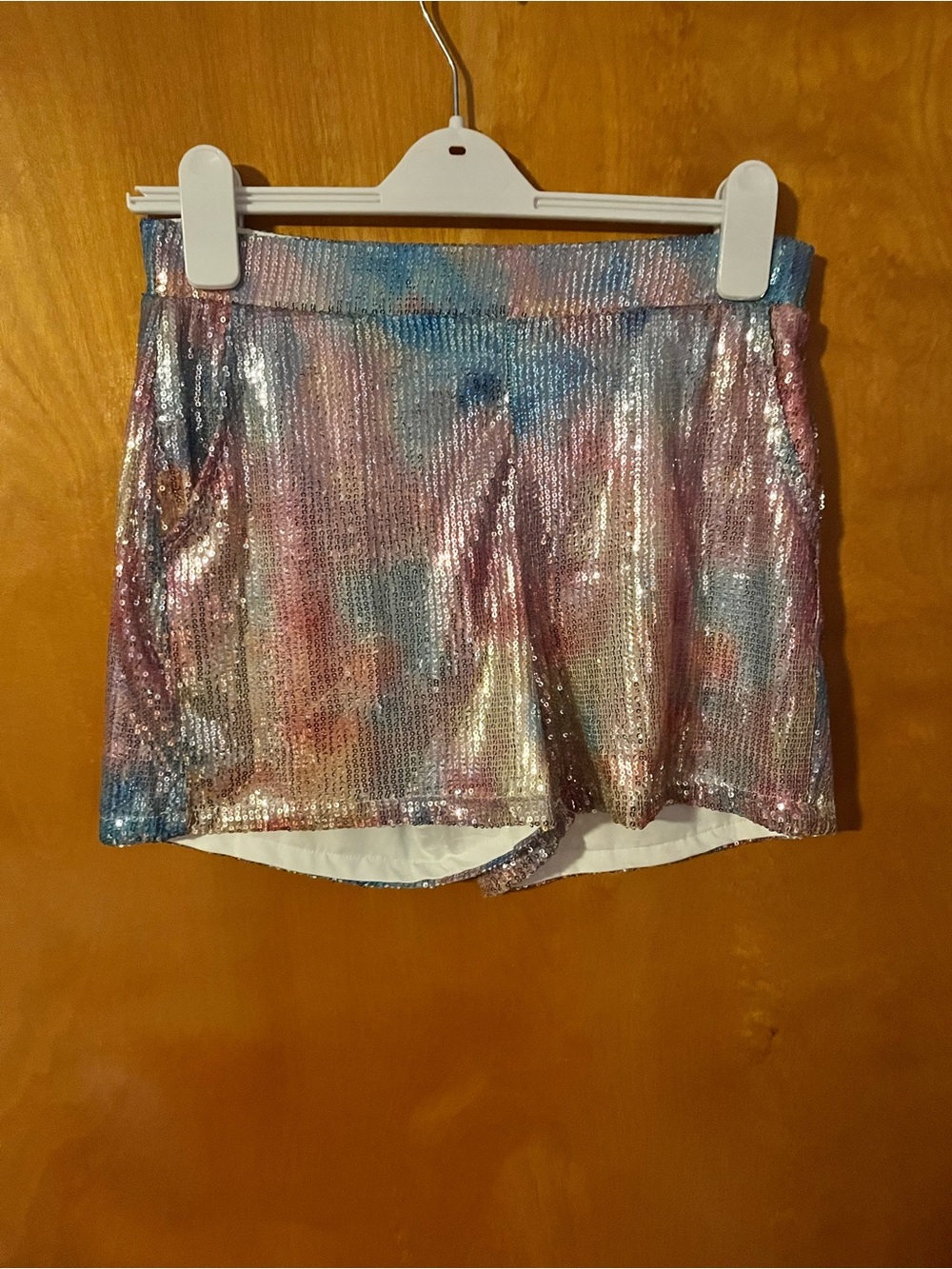 Lucky and blessed Multicolor Sequin Shorts - Pastel Rainbow Shine NWT
